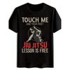 Men's Funny BJJ Jiu-Jitsu Unisex T-Shirt - "Touch Me for Free Lesson" Martial Arts Design - Lightweight Black Tee for Brazilian Jiu-Jitsu Practitioner