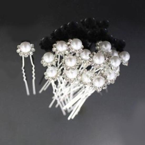 20Pcs Women's Wedding Bridal Faux Pearl Rhinestone Flower Hairpins Hair Clips