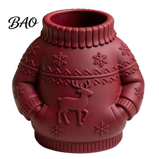 Desktop Ornament for Dressing Table 3D Printed Sweater Pen Holder, Creative Desk Organizer with Elk Snowflake Relief Home Unique Holiday Gift