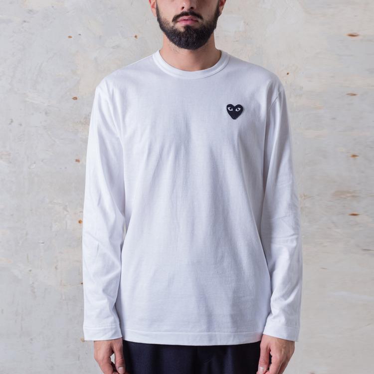 CDG Play T Shirts Men's White Crew Neck Moderate Straight Fit AZ-T120-051-2
