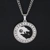 Stainless Steel Yin Yang Wolf Sun Moon Pendant Norse Viking Necklace Nordic Talisman Amulet