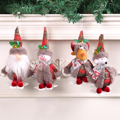 Christmas Santa Doll Hanging Decoration 3D Plush Bear Snowman Elk Reusable Xmas Tree Ornament Pendant Party Holiday Decor Festival Gift