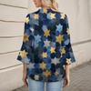 Women's Casual Fashion Floral Printed Cropped Sleeve Round Neck Top