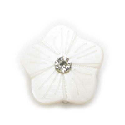 Obi-Schließe, Blume, Muschel, Kimono-Accessoire, Japanisches Accessoire, Strassstein, Klein, Natürliches Material, Blume, Yukata, Obi-Schließe JS10064
