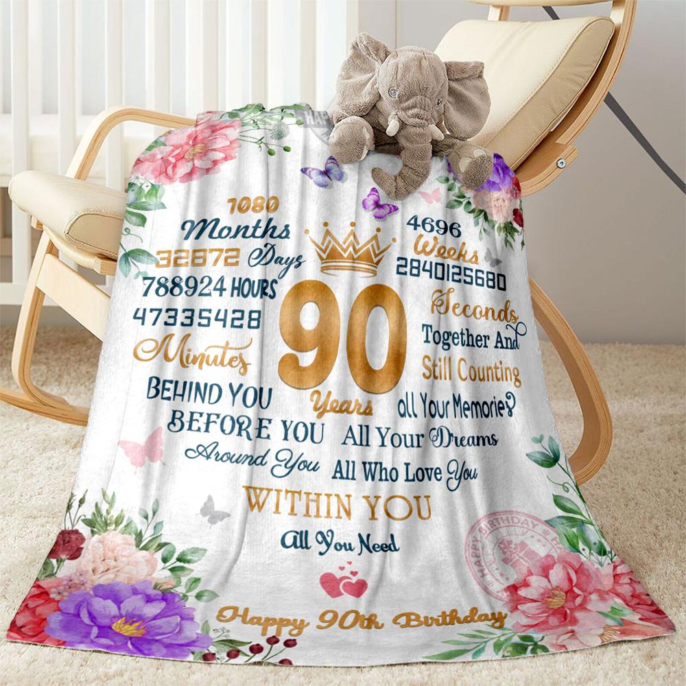 1 pezzo Coperta Celebrazione 90° Compleanno Morbida e Calda per Divano Ufficio Campeggio Viaggio Soggiorno Ottimo Regalo per Amici e Famiglia Comoda