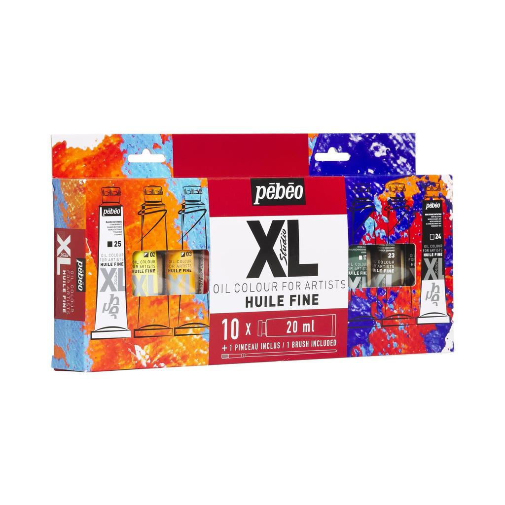 Pebeo Oil Paint XL Set x 10 colors 1 brush (20ml + included)