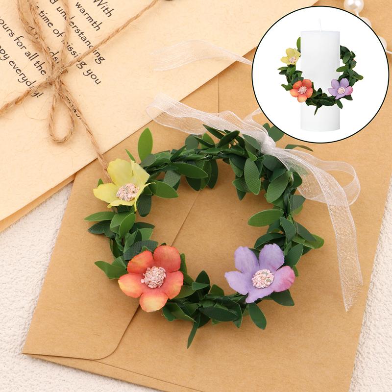 10 Pcs Drip Protection Communion Candle,Candle Rings Small Artificial Wreaths Drop Catcher For Candles