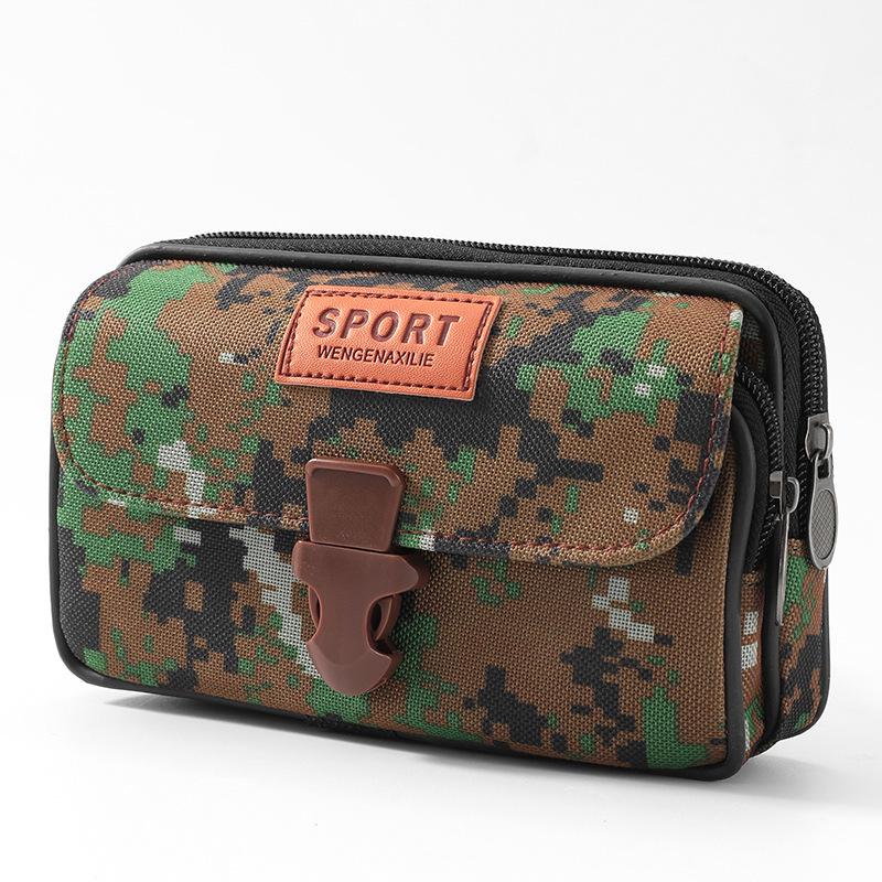 Men's Multifunctional Waterproof Camouflage Waist Bag for Sports and Construction, Compatible with Horizontal and Vertical Mobile Phone Use
