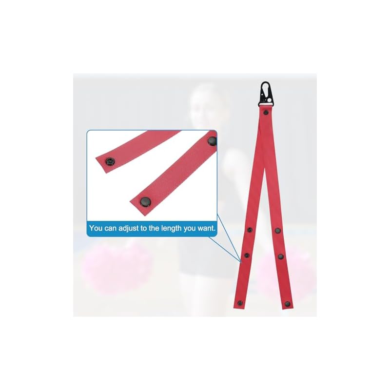 PATIKIL Backpack Cheer Pom Pom Holder, Adjustable Cheer Bow Holder, Pom Pom Strap Lanyard Storage, Cheerleading Accessory for Teen Sports, Red