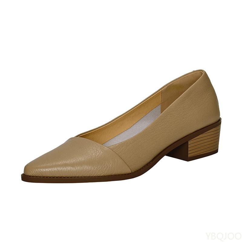 Fashion New Style Spring Elegant Sharp Pointed Single Shoes Women's Fashionable Versatile Pumps Shallow Mouth Women Thick Heel Shoes