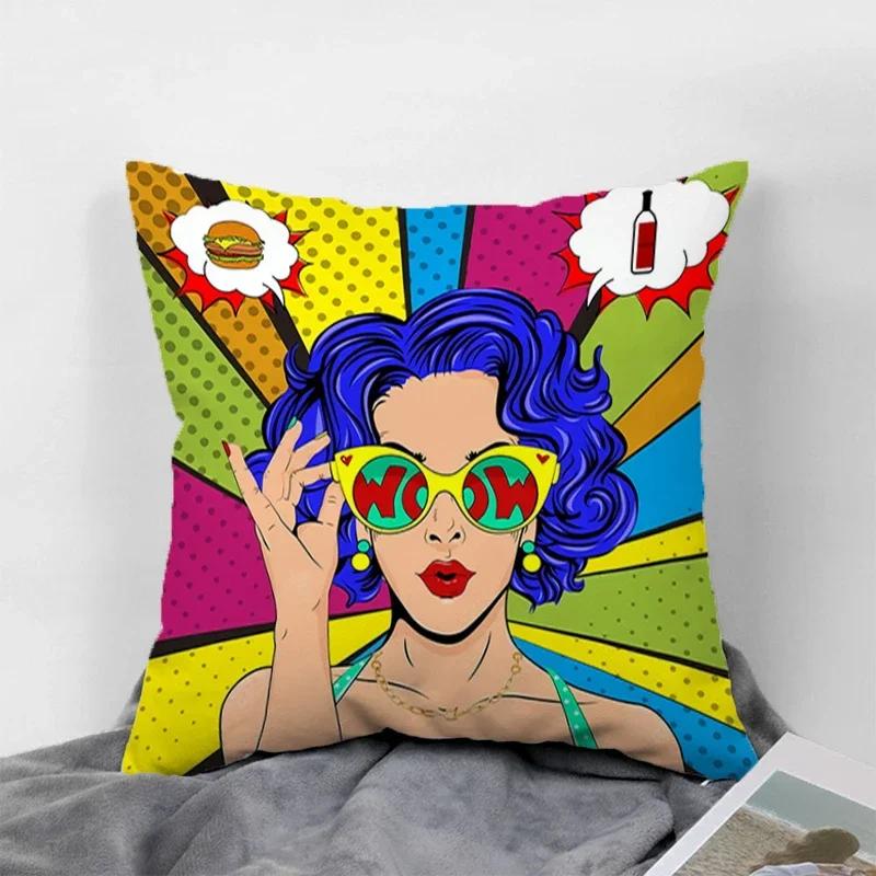 Pop Art Kissenbezüge für 45x45 Kissen Dekorative Sofakissenbezüge 60x60 Kissenbezug 40x40 Paarkissen Kissenbezüge 50x50