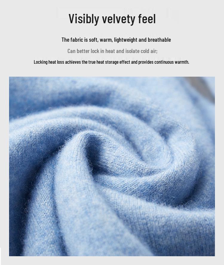 Men's Casual Cashmere Sweater: Half-High Neck, Thin, Long-Sleeved, Fuzzy, Loose Fit for Autumn and Winter