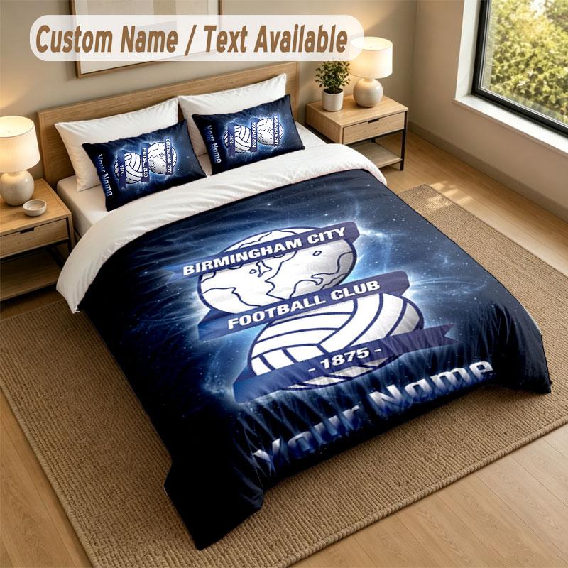 Bedding Set 1 Duvet Cover 2 Pillowcases BIRMINGHAM CITY Football Print Soft Bed Linen Bedroom Decor