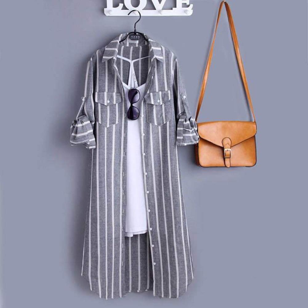 Women's Point Collar Long Sleeve Plaid Blouse Loose Fit Casual Cotton Tunic Shirt Outerwear