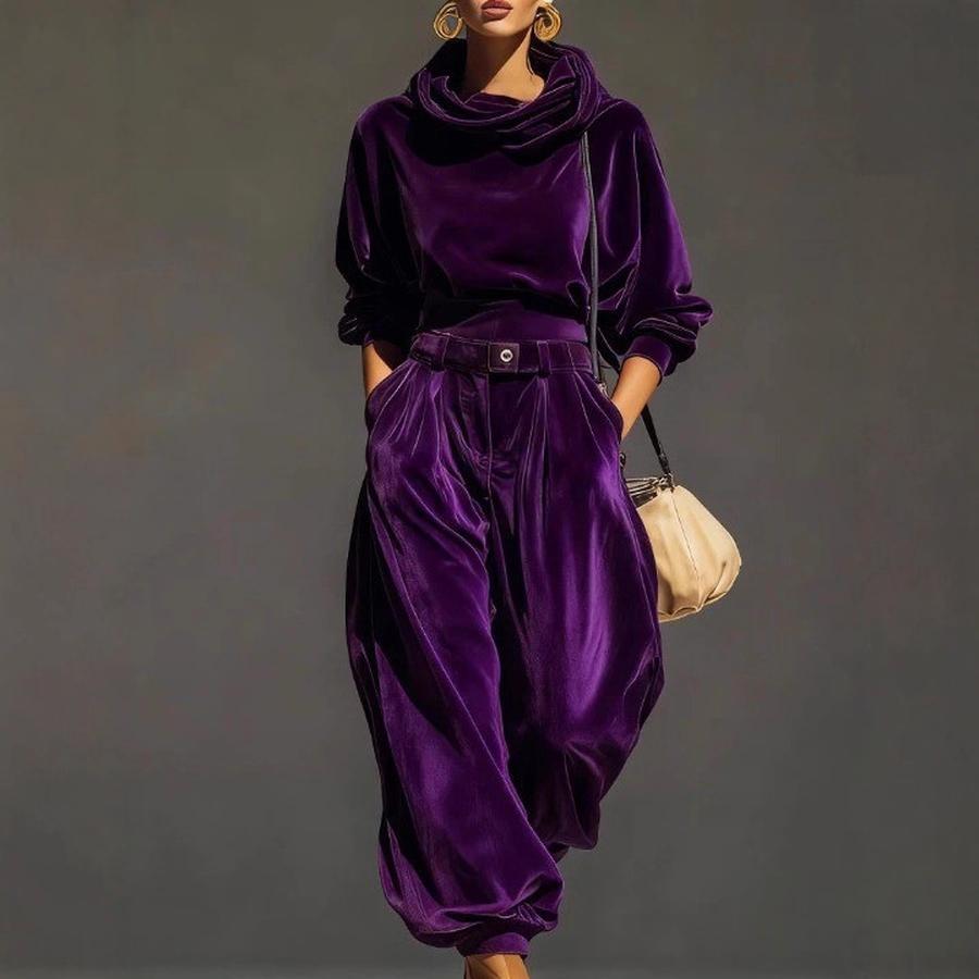 New Hooded Long Sleeve Wide Leg Pants Casual Set for Women