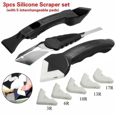 Conjunto de 3 peças Raspador de Silicone Ferramenta de Calafetagem Rejuntamento Selante Acabamento Kit de Limpeza Limpador de Janelas de Cozinha Conjunto de Raspadores Removedor
