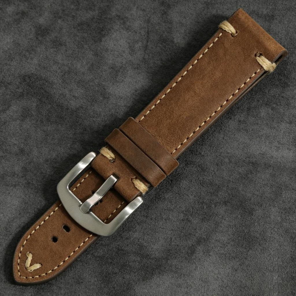 Universal Retro Crazy Horse Genuine Leather Watch Strap - Available in Multiple Sizes.