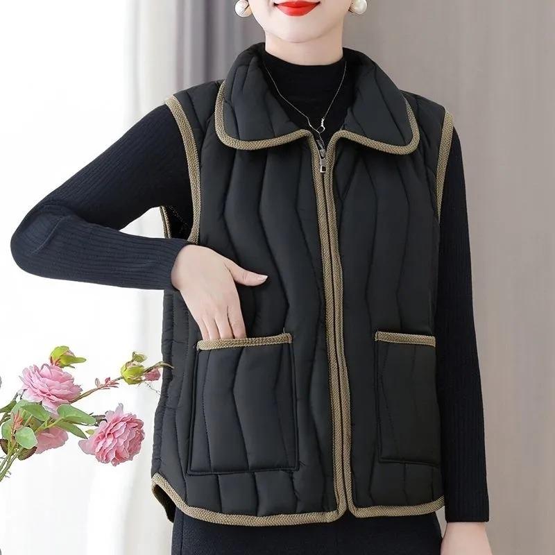 Lapel New Autumn and Winter Loose Thickened Versatile Jacket Vest Mother's Warm Waistcoat Casual Vest