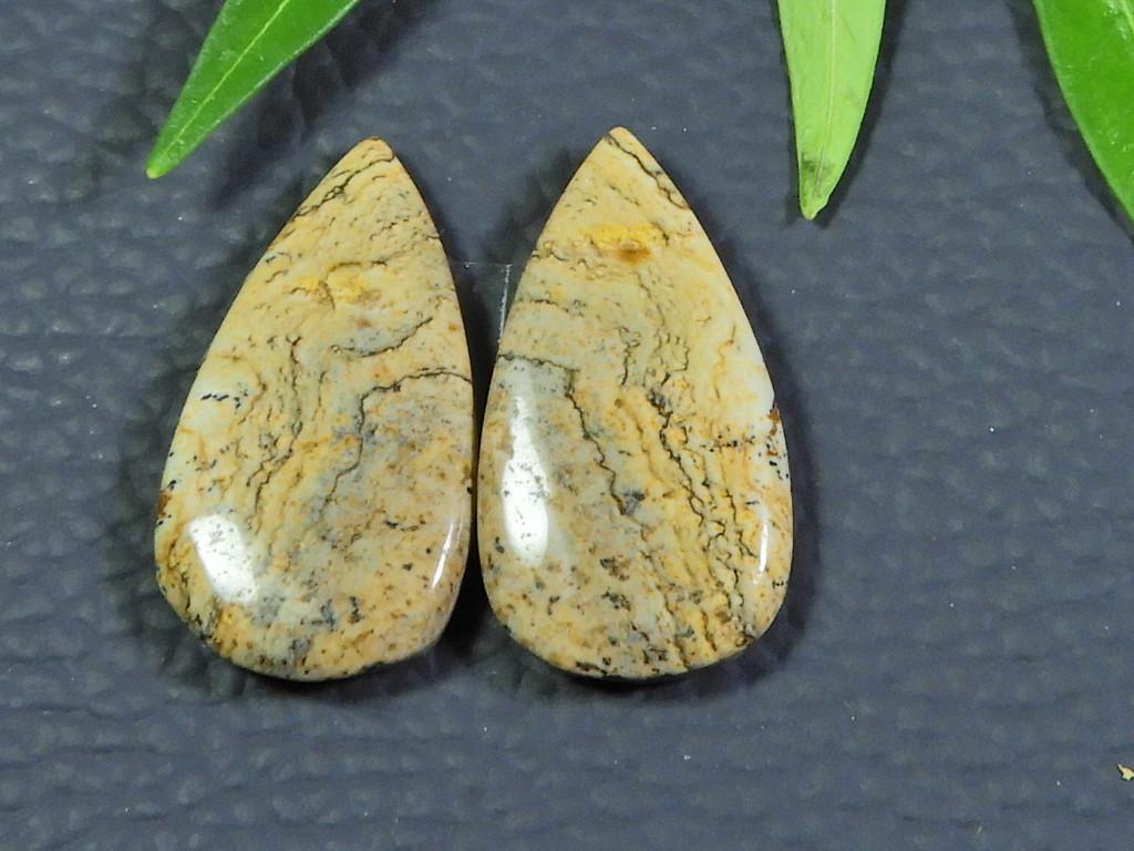 Pereche Potrivită Jasper Imagine Naturală Piatră Prețioasă Pară Cabochon Liber 13X23MM SK-677