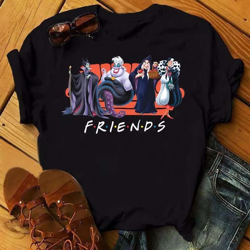 Disney Men Tshirts Fashion Villain Queen Collection Tshirt 90s Ladies Friends Tshirt Kawaii Summer Short Sleeves T Shirt Women
