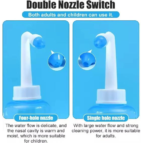 300-500ML Nasal Irrigator Nasal Rinse Bottle Nasal Wash Cleaner Nose Protector Avoid Allergic Rhinitis Adults Children Neti