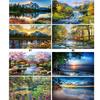 2pcs Landscape 5D DIY Full Drill Round Diamond Painting Kit for Home Wall Decor
