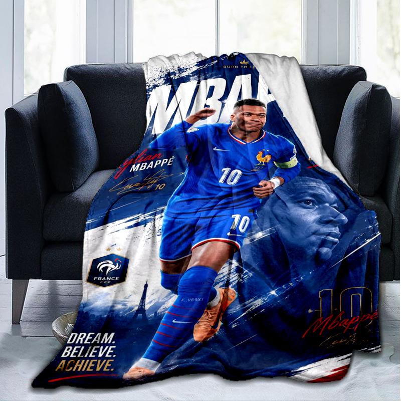 MBappe Legenden-Print Flanelldecke, Weiche Warme Leichte Überwurfdecke für Wohnzimmer, Sofa Bett Camping Büro
