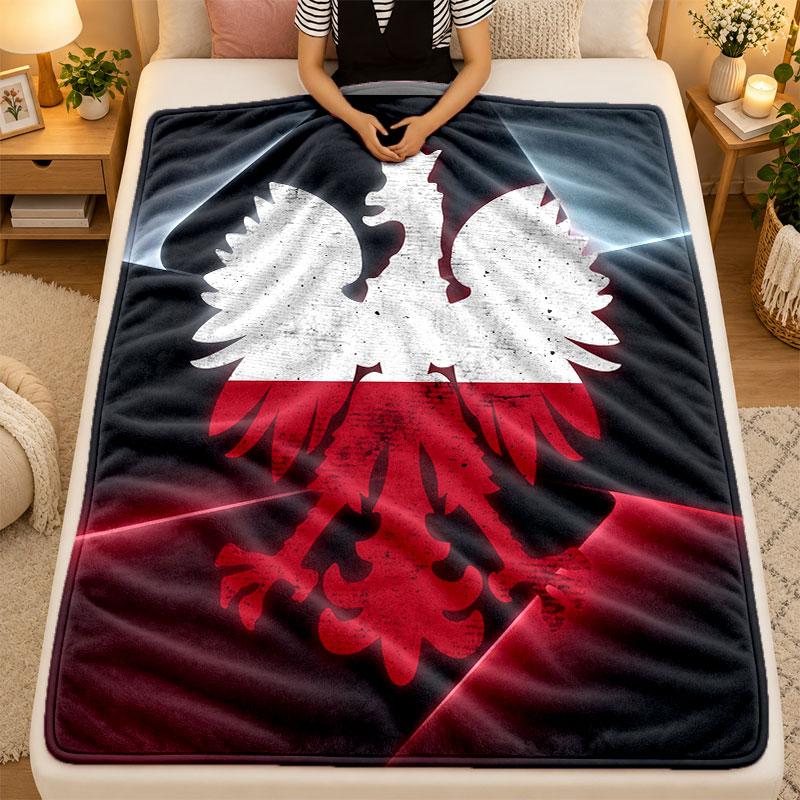 Flannel BlanketPoland Football Warm Soft Throw Blanket for Indoor Sofa Bed Living Room Use