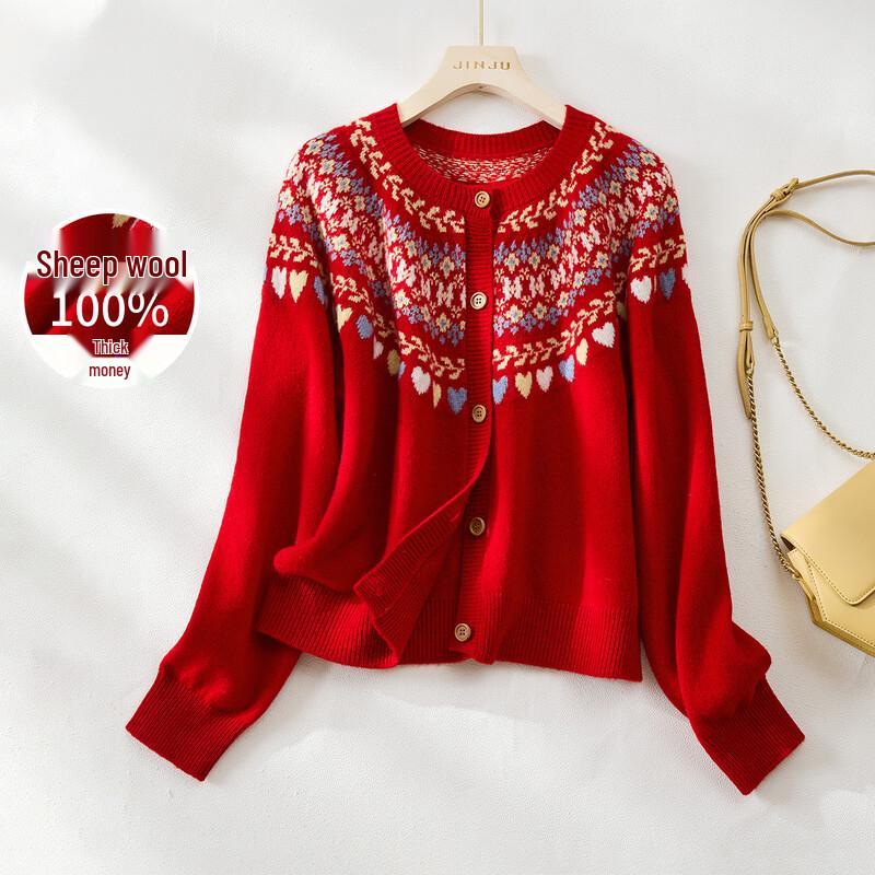 Женский кардиган с жаккардовым узором Fair Isle из 100% шерсти мериноса S