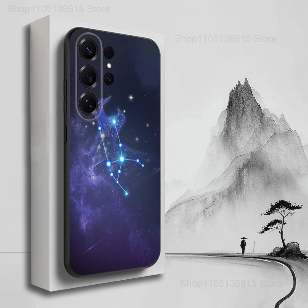 Constellation Art Twelve Phone Case For Samsung S22,S21,S20,S10,S9,S25,S24,S23,Ultra,FE,Plus,Lite,Soft Silicone Black