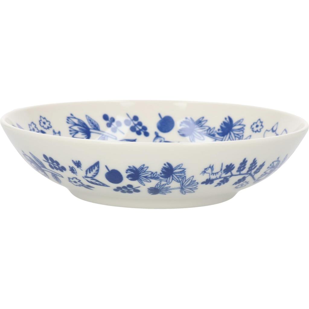 MOOMIN "Blue Flora" Bowl and Plate Set (3 pieces, 17cm each) - Nordic Style, Moomin Merchandise, Mother's Day Gift, Made in Japan, MM7000-76