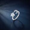 Women'S Fashion Copper Knuckle Rings With Star Moon Design Diamond Embedded Anti-Stress Anxiety Relief Rotating Ring