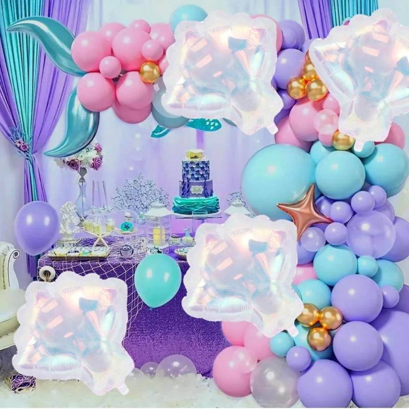 10PCS Aluminum Sea Shell Shaped Balloons Metallic Finish Party Supplies Ocean Theme Celebration Decorations