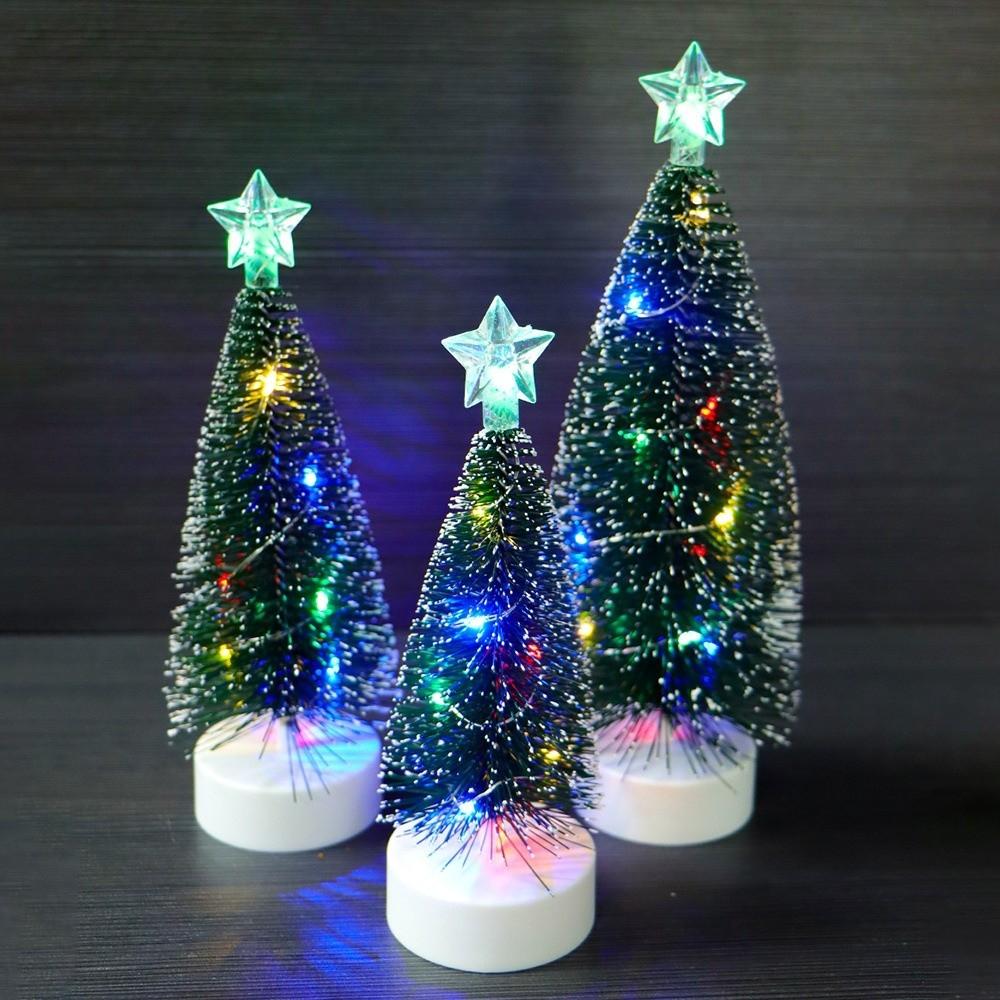 3Pcs/Set Mini Ornaments Small Pine Trees Lights Glowing Christmas Luminous Gifts  Party