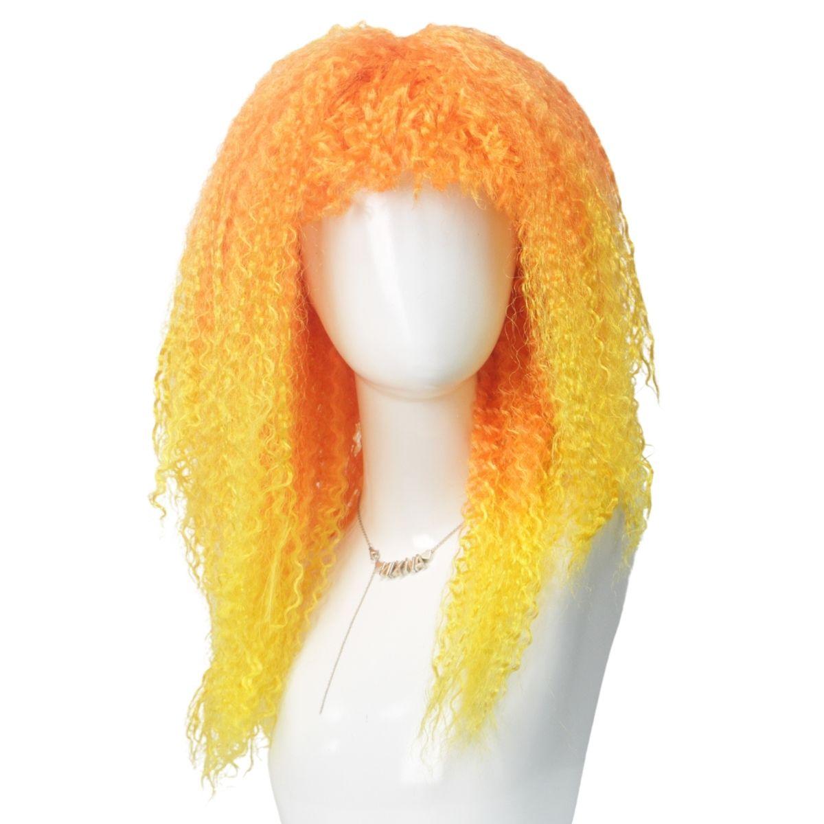 

Fashion Colorful Gradient Fluffy Short Hair Multicolor Synthetic Fiber Wig April Fool s Day Halloween Christmas Party жовтий