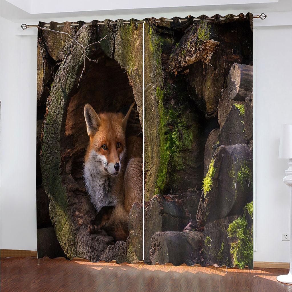 

Шторы Blackout 3D Animal Fox Bedroom Winodw Curtain Set For Living Room 2 Pieces Free Shipping, Шторы для детской комнаты W70xH160cmx2&Grommet Top