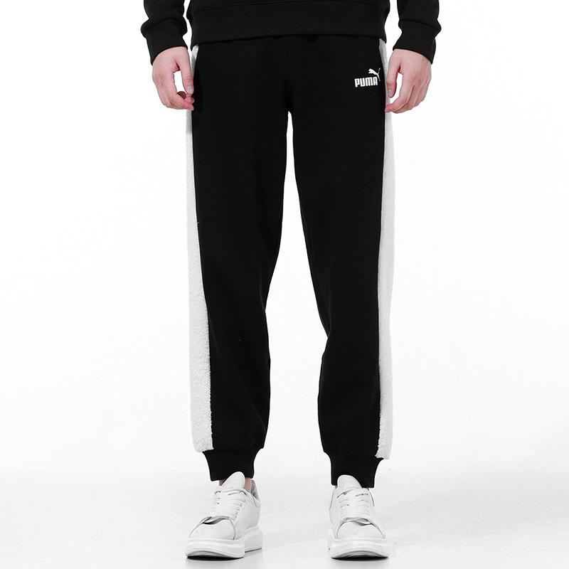 Puma Fleece Blocking Jogger Pants With Side Color Block And Knit Fleece Lining Men Bottoms Black 534938-01
