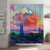 Artistic Shower Curtain Modern Decorative Watercolor Pattern With Rainbow Colors Perfect For Home Bathroom Decoration