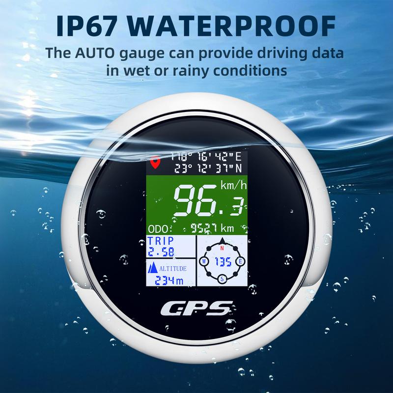 85mm Gauge GPS Speedometer ODO with Compass Longitude Latitude Altitude MPH Knots km/h for Car Boat Marine 12V24V