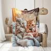 Cute Cat Print Throw Blanket Thick Flannel Soft Cozy SkinFriendly MultiSeason Bed Sofa Blanket