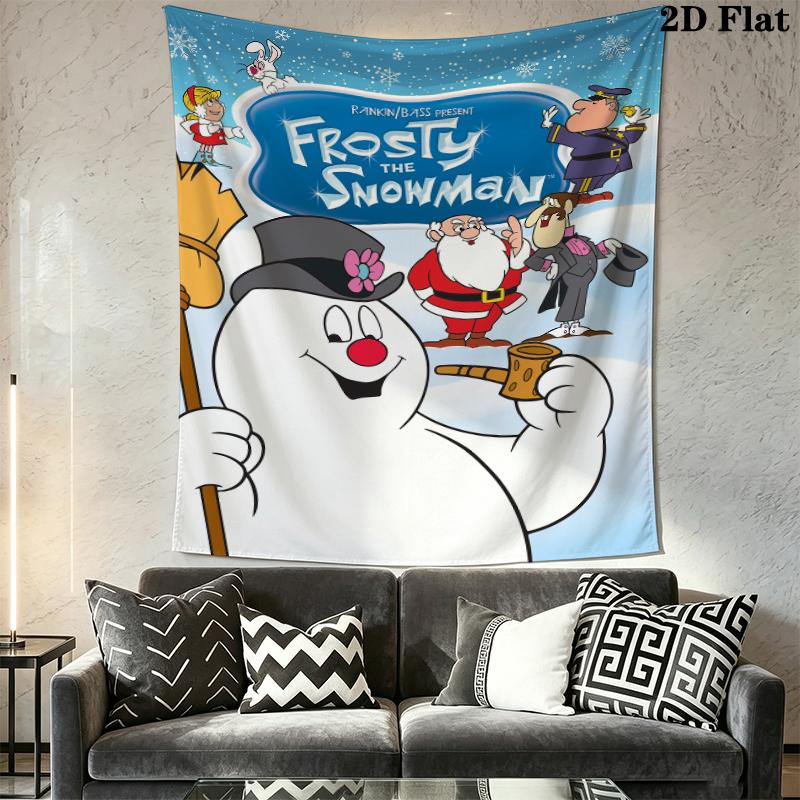 Frosty the Snowman Wall Tapestry Aesthetic Wall Hanging Printed Fabric Blanket Decorative Tapestries for Bedroom Living Room Home Decor