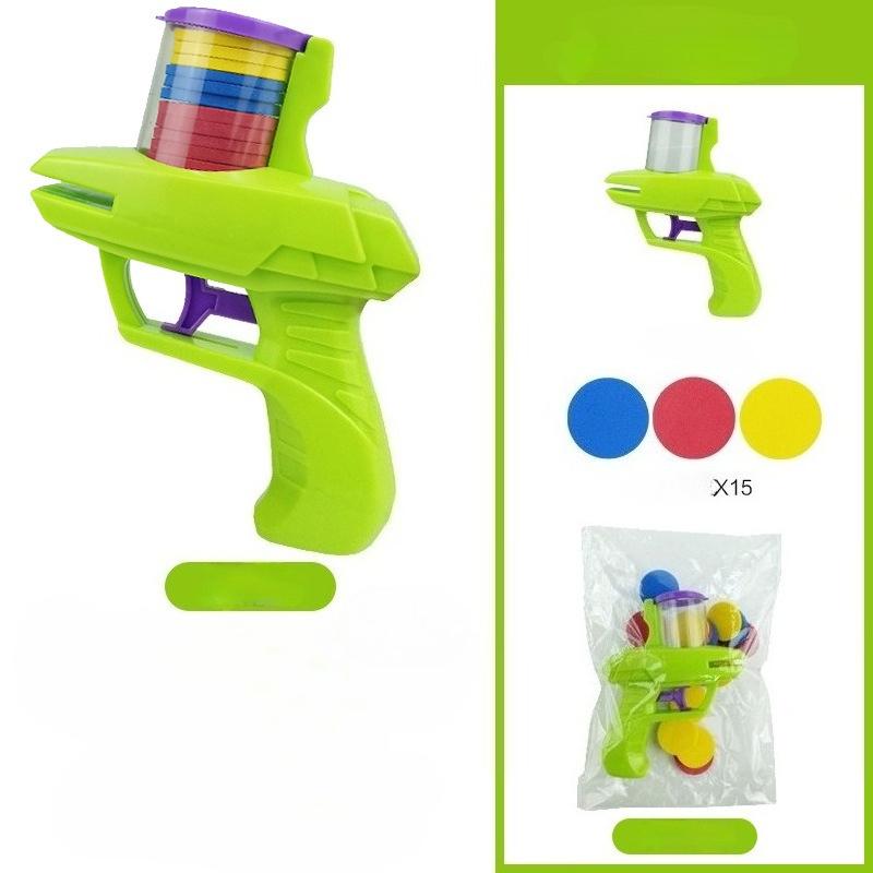 1Pc Disc Launcher Toy with Trigger 15 EVA Discs Outdoor Garden Backyard Lawn Park Kids Flying Disc Shooter Game Toddlers Boys Girls Gift