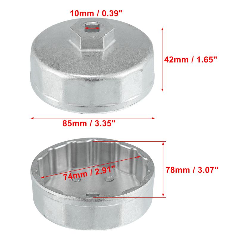X Autohaux 74mm 14 Flutes Car Oil Filter Wrench Oil Filter Socket Wrench Housing Cap Socket Remover Tools for Mercedes Benz
