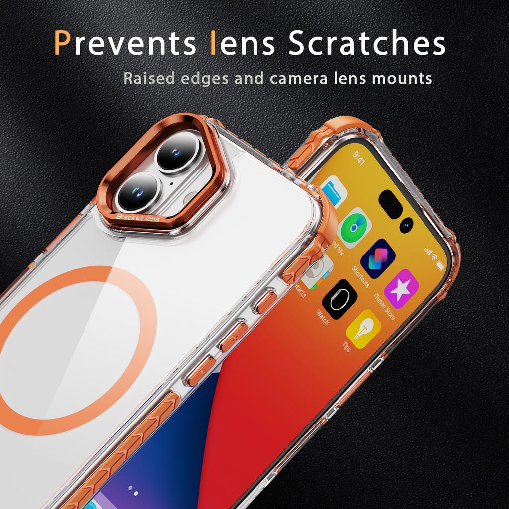 For iPhone 17 Clear Phone Case with Lens Kickstand Cover Compatible with MagSafe