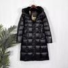 Womens Mid-Length Hooded Down Coat Winter Thick Warm Slim Fit Long Sleeve Parka With High Fill Power Duck