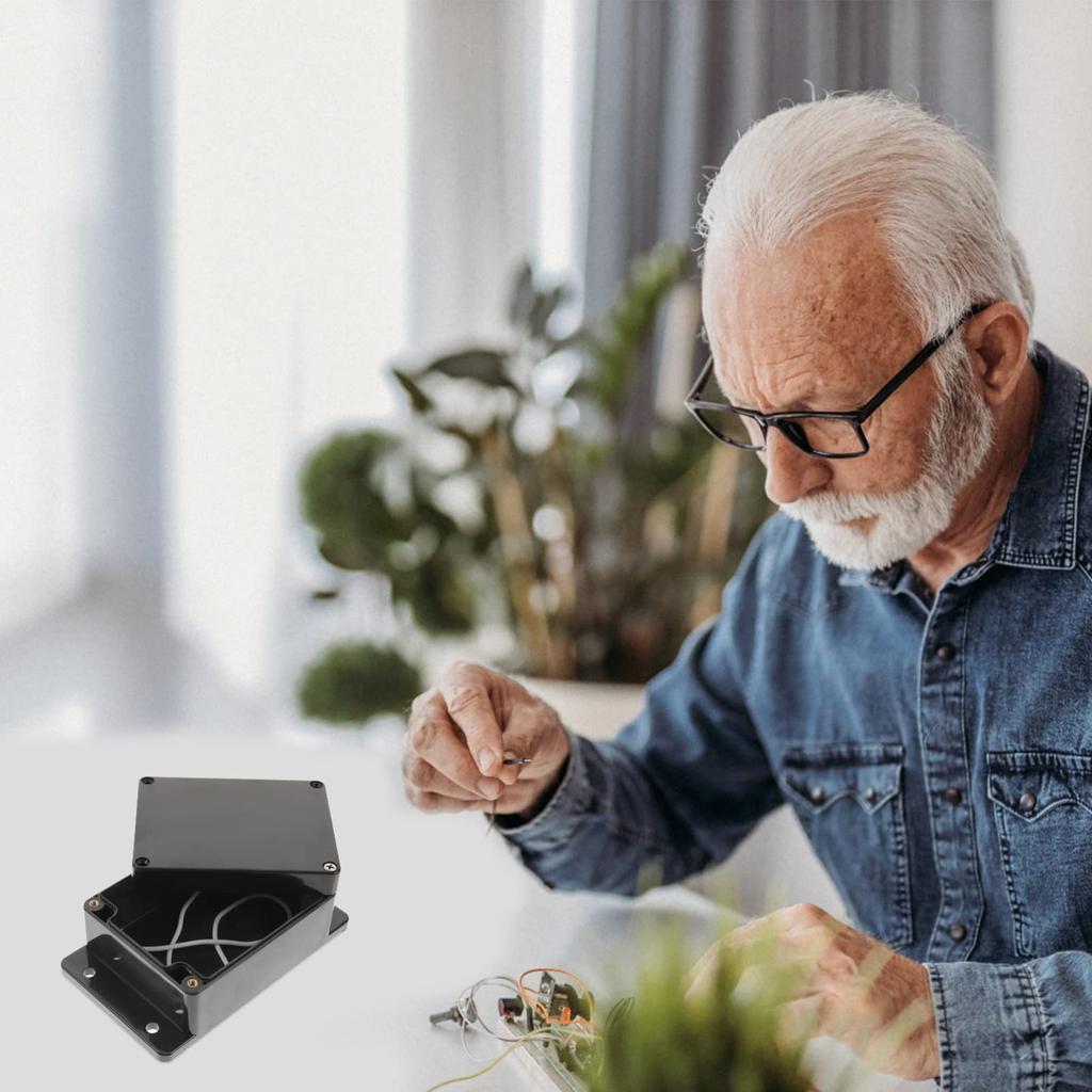 iplusmile Waterproof Junction Box, Power Distribution Box, Outdoor Wiring Box, Waterproof ABS Black, 15.2x9x5.5cm