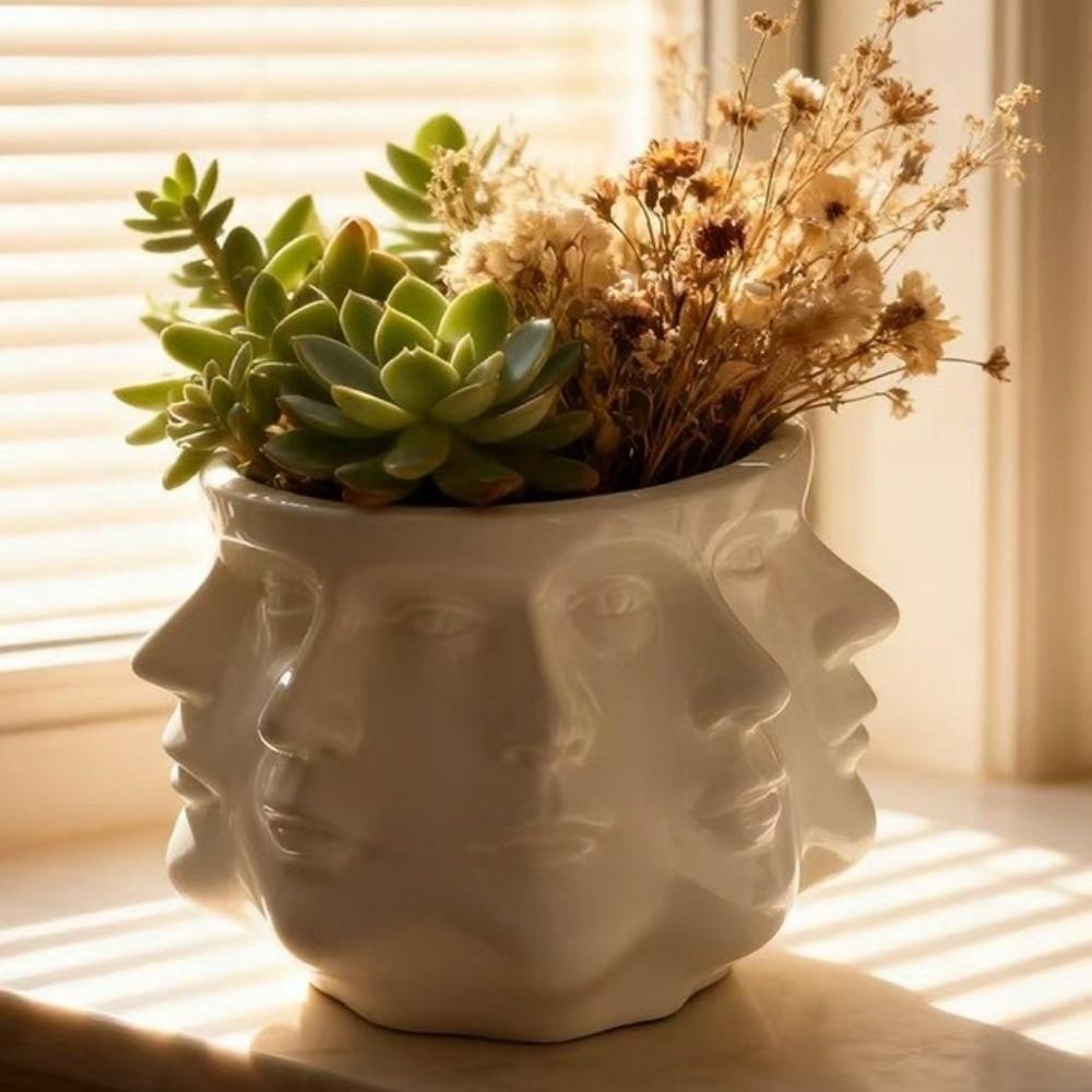 Multi Sided Face Abstract Flower Pot Handicrafts Succulent Pot Office Ornament