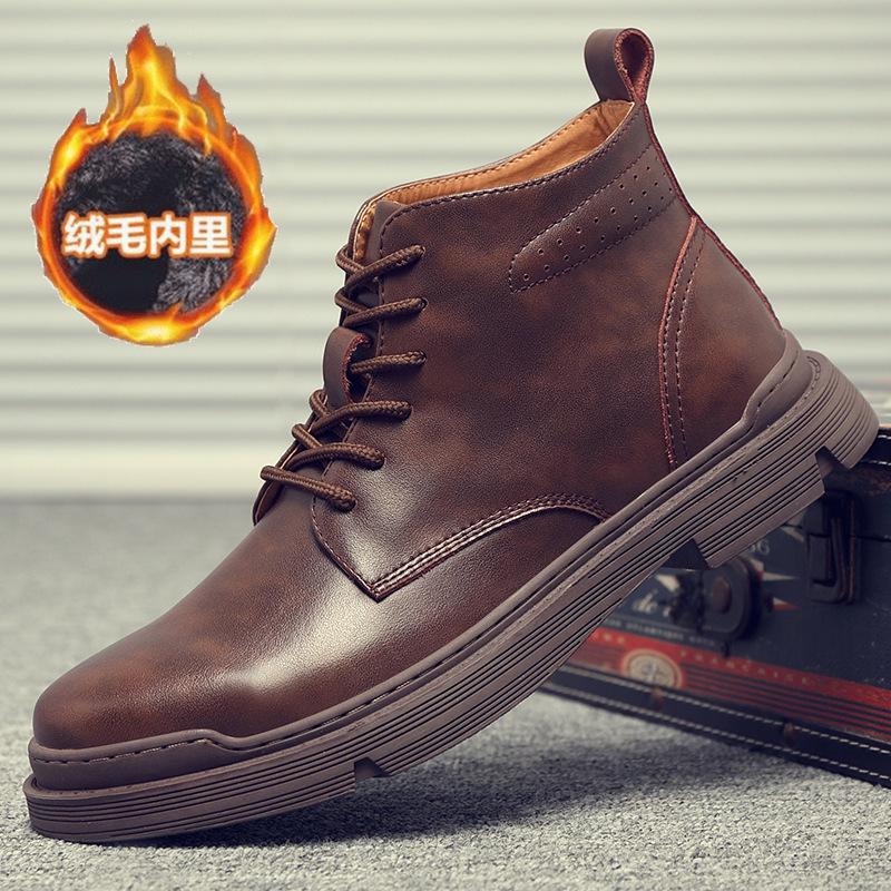 Fashion Cowhide Men's Motorcycle Boots High Top British Style Retro Chelsea Boots Workwear Boots