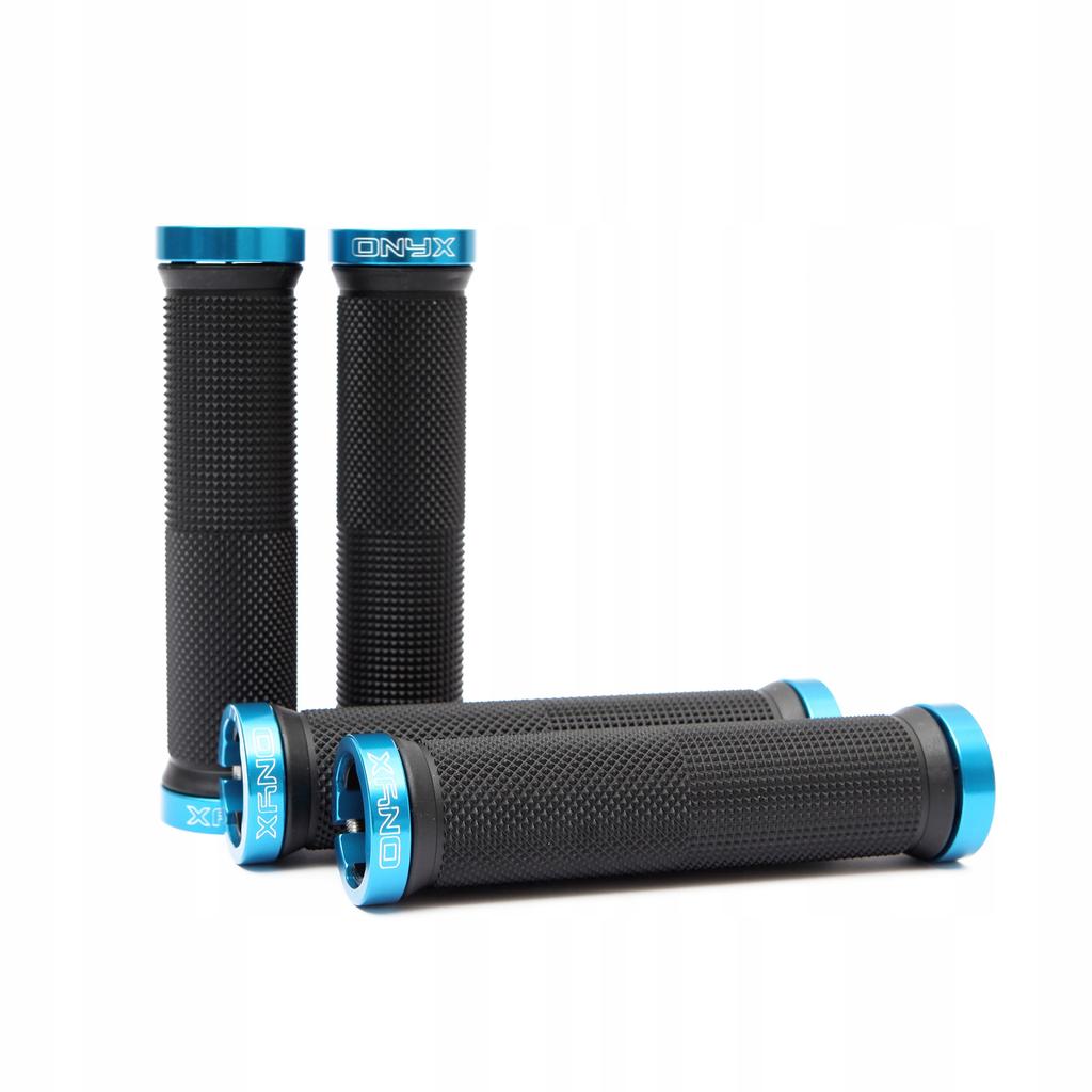 Bicycle Grip Set Of 2 Bk/Blue Ring