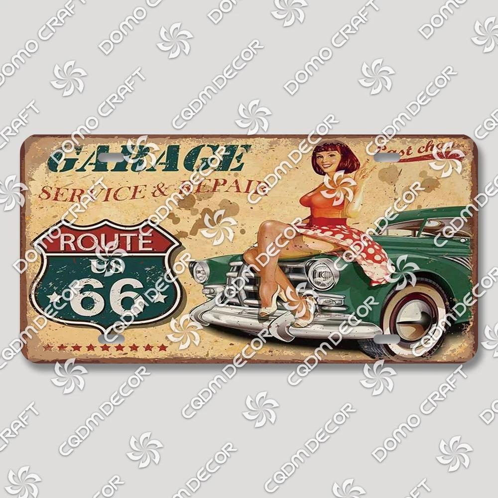 Vintage US Route  Tin Sign Metal Wall Art Decor  Retro Car Poster Plaque for Garage Motel Bar Club Gas Station  Perfect Home Dec